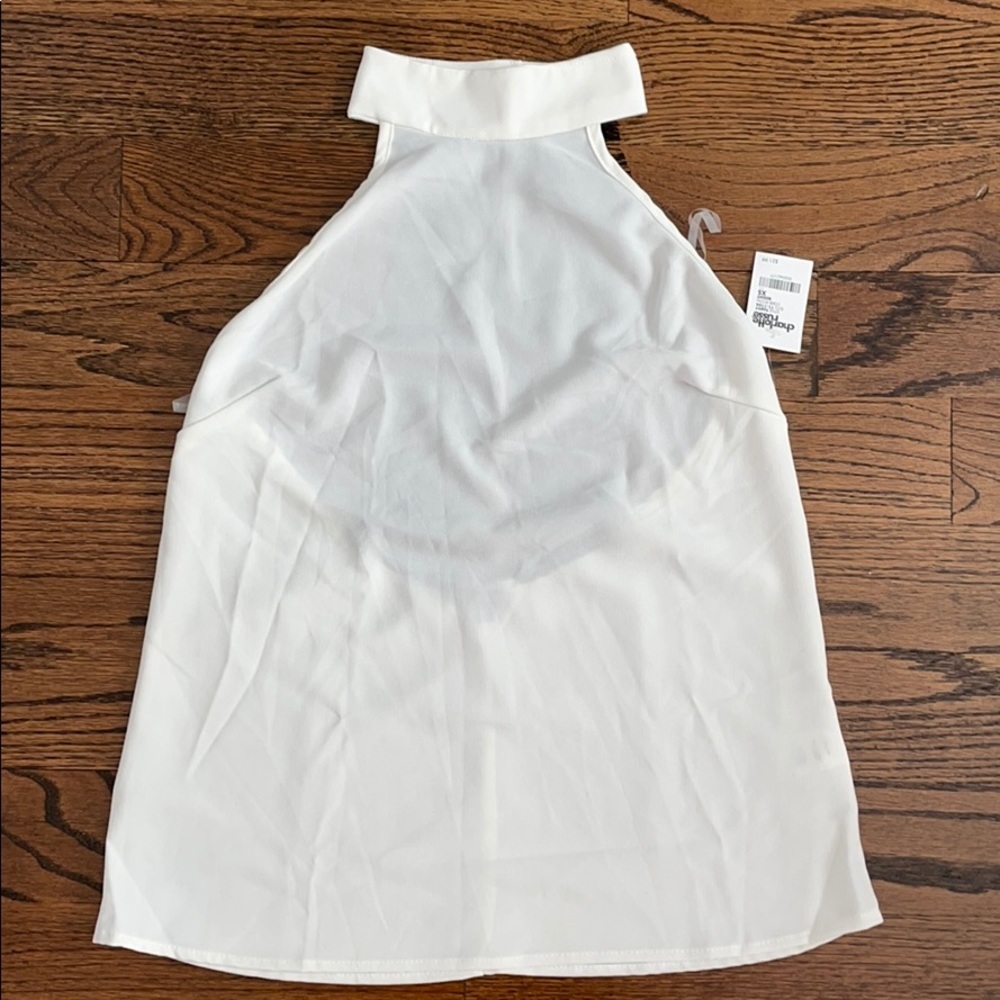 Charlotte Russe White Black Mock Neck Lace Top Xs